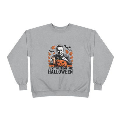 Halloween Sweatshirt - Just Waiting for Halloween | Unisex Crewneck Pullover, Fall Fashion, Halloween Gift, Cozy Sweater, Eco-Friendly Wear - IntuitiveEncBoutique