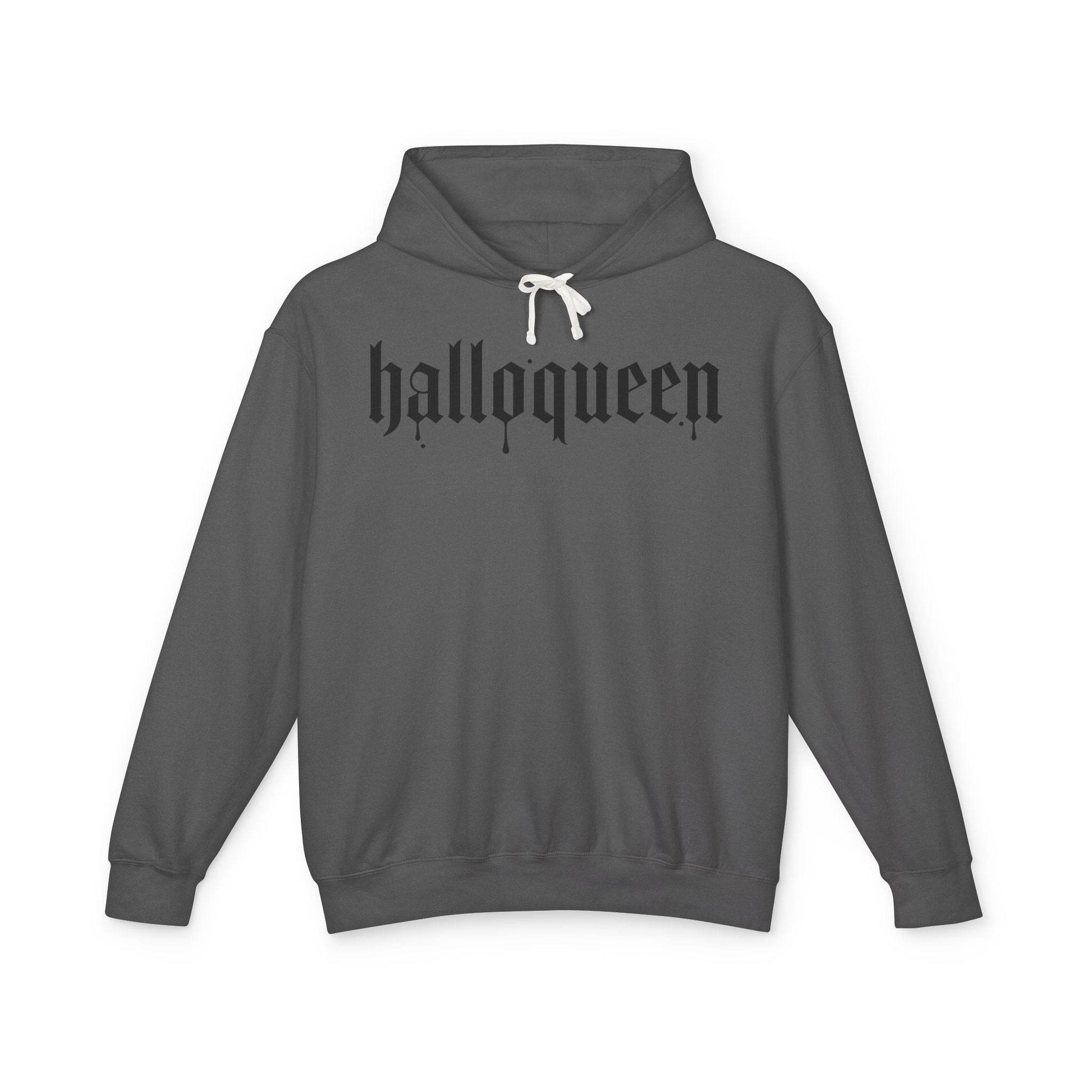 Halloween Unisex Lightweight Hoodie, Halloqueen Sweatshirt, Cute Fall Fashion, Cozy Halloween Gift, Spooky Season Apparel - IntuitiveEncBoutique