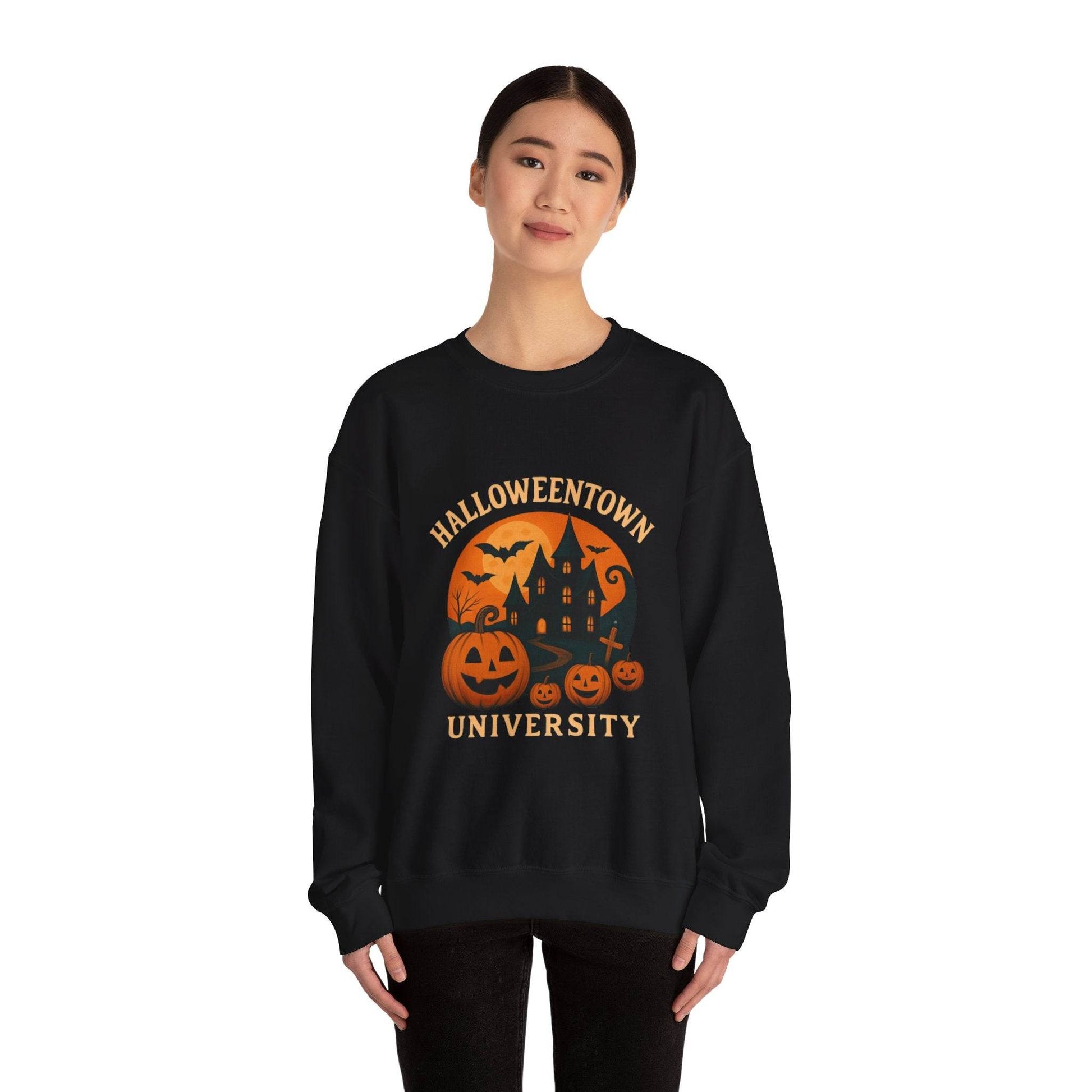 Halloween Town Crewneck Sweatshirt, Cozy Sweatshirt for Fall, Unisex Halloween Apparel, Spooky Season Gift, Halloween University Sweatshirt - IntuitiveEncBoutique
