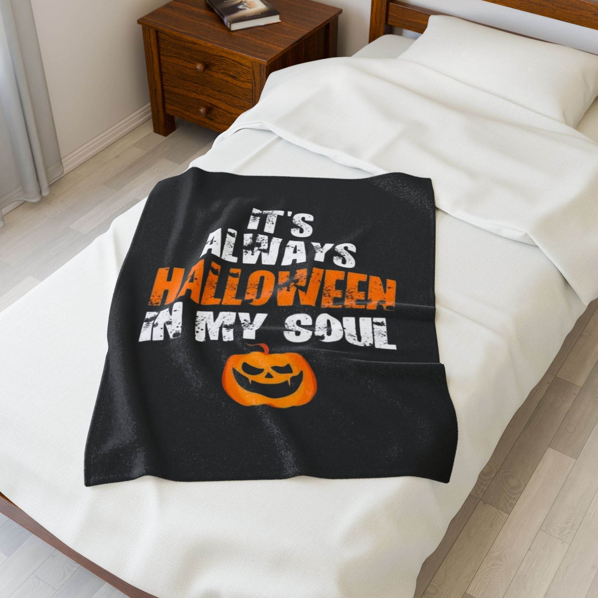 Halloween Velveteen Plush Blanket, Cozy Throw for Spooky Season, Home Decor, Halloween Gift, Warm Cozy Blanket, Seasonal Decor, [...] - IntuitiveEncBoutique
