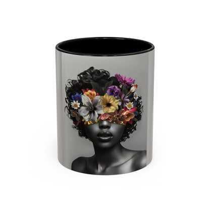 Floral Black Beauty Coffee Mug | Inspirational Drinkware for Coffee Lovers, Unique Gift for Her, Home Decor, Flower Lover's Mug
