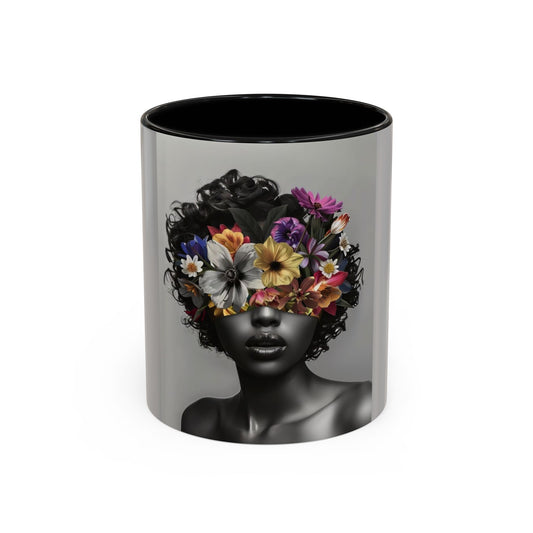 Floral Black Beauty Coffee Mug | Inspirational Drinkware for Coffee Lovers, Unique Gift for Her, Home Decor, Flower Lover's Mug