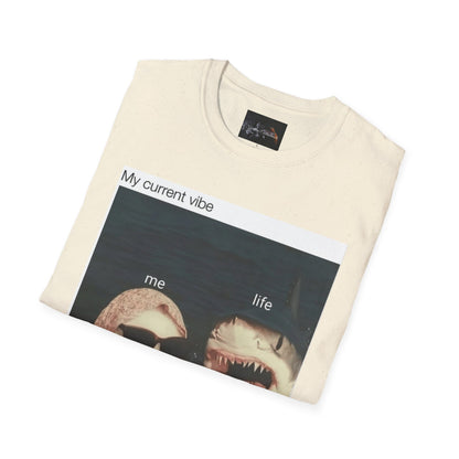 My Current Vibe T-Shirt, Funny Cat Shark Tee for Casual Outings, Unique Gift for Cat Lovers, Summer Style, Chill Vibes