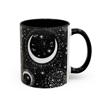 Star Moon Cup - Celestial Design Coffee Mug, 11oz Tea Cup, Astrology Lover Gift, Kitchen Decor, Celestial Kitchenware, Ceramic Beverage Mug - IntuitiveEncBoutique