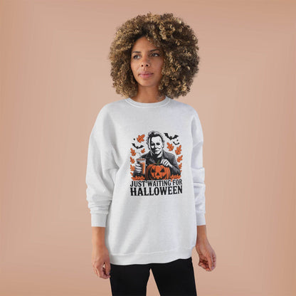 Halloween Sweatshirt - Just Waiting for Halloween | Unisex Crewneck Pullover, Fall Fashion, Halloween Gift, Cozy Sweater, Eco-Friendly Wear - IntuitiveEncBoutique