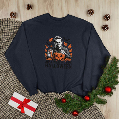 Halloween Sweatshirt - Just Waiting for Halloween | Unisex Crewneck Pullover, Fall Fashion, Halloween Gift, Cozy Sweater, Eco-Friendly Wear - IntuitiveEncBoutique