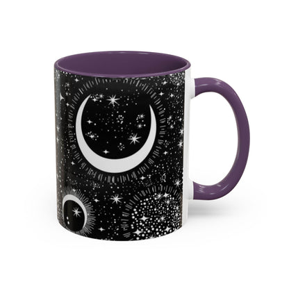 Star Moon Cup - Celestial Design Coffee Mug, 11oz Tea Cup, Astrology Lover Gift, Kitchen Decor, Celestial Kitchenware, Ceramic Beverage Mug - IntuitiveEncBoutique