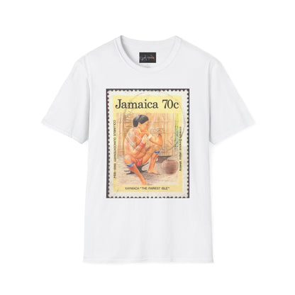 Vintage Jamaica Stamp Tee, Softstyle T-Shirt, Unisex Graphic Tee, Bohemian Style Shirt, Travel Lovers Apparel, Cool Gift Idea
