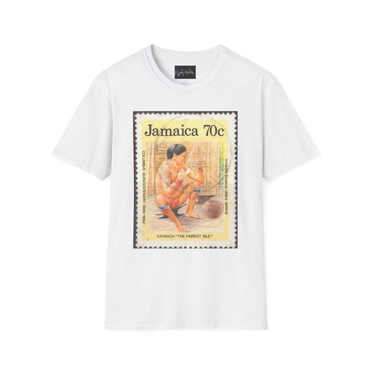 Vintage Jamaica Stamp Tee, Softstyle T-Shirt, Unisex Graphic Tee, Bohemian Style Shirt, Travel Lovers Apparel, Cool Gift Idea