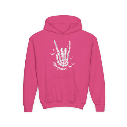 Youth Ghostly Rocker Hoodie - Stay Spooky Sweatshirt, Halloween Apparel, Youth Fashion, Skeleton Design, Cozy Gift - IntuitiveEncBoutique