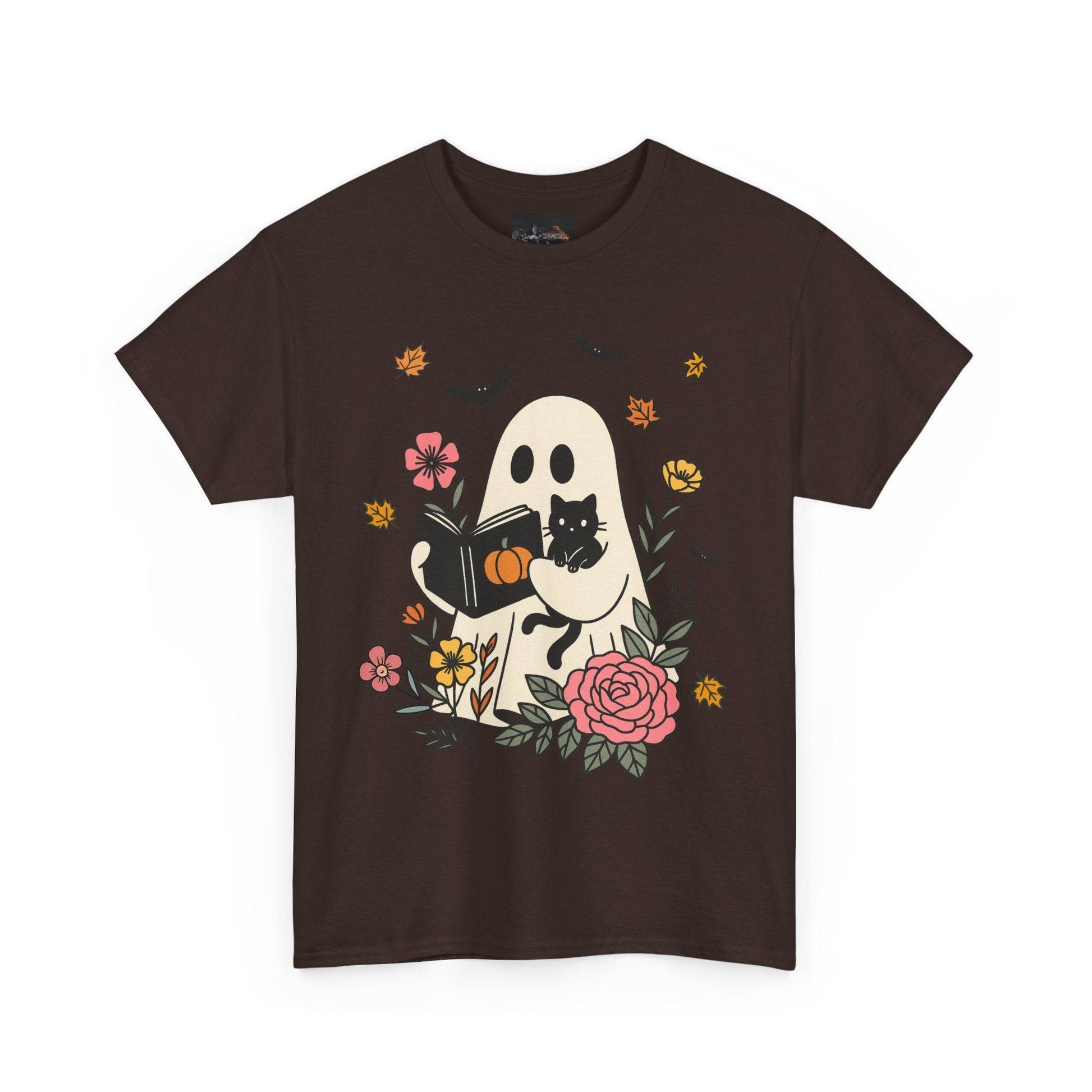 Cute Ghost & Cat Unisex Heavy Cotton Tee - IntuitiveEncBoutique