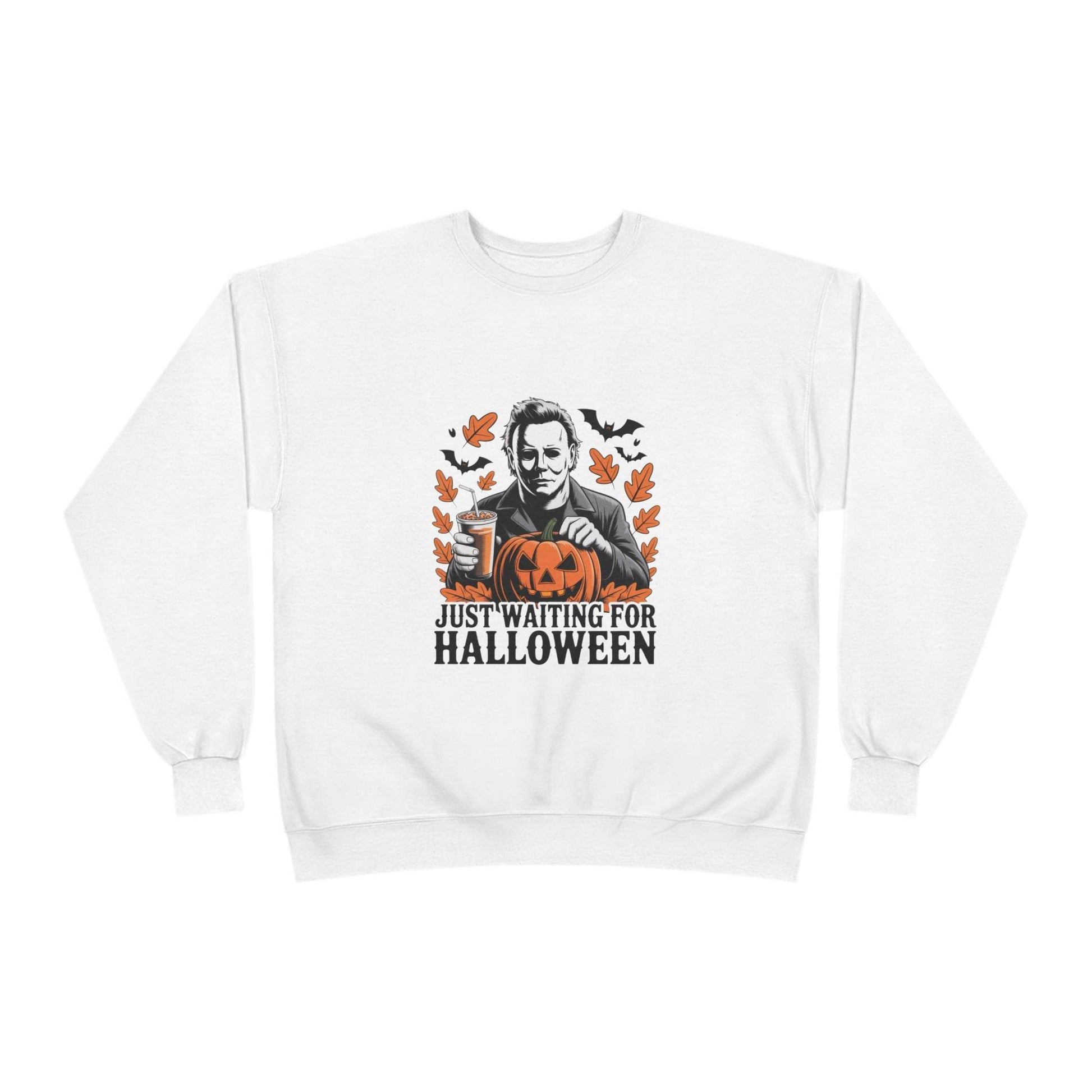 Halloween Sweatshirt - Just Waiting for Halloween | Unisex Crewneck Pullover, Fall Fashion, Halloween Gift, Cozy Sweater, Eco-Friendly Wear - IntuitiveEncBoutique