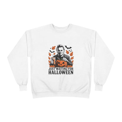 Halloween Sweatshirt - Just Waiting for Halloween | Unisex Crewneck Pullover, Fall Fashion, Halloween Gift, Cozy Sweater, Eco-Friendly Wear - IntuitiveEncBoutique