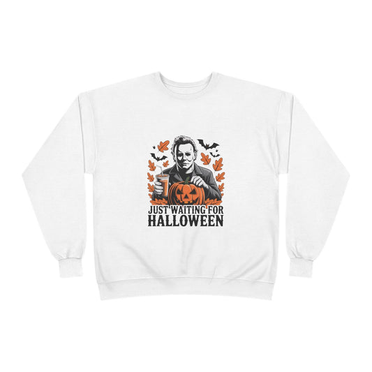 Halloween Sweatshirt - Just Waiting for Halloween | Unisex Crewneck Pullover, Fall Fashion, Halloween Gift, Cozy Sweater, Eco-Friendly Wear - IntuitiveEncBoutique