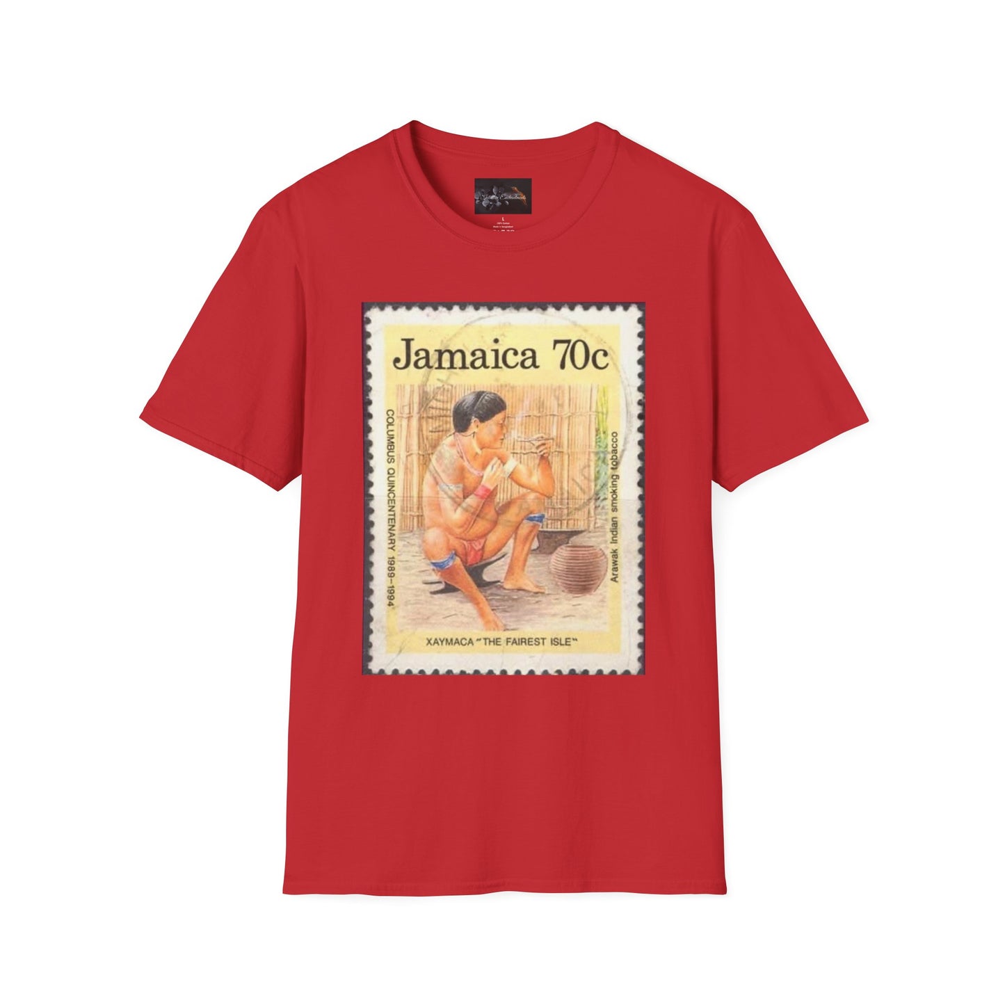 Vintage Jamaica Stamp Tee, Softstyle T-Shirt, Unisex Graphic Tee, Bohemian Style Shirt, Travel Lovers Apparel, Cool Gift Idea