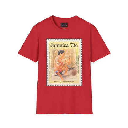Vintage Jamaica Stamp Tee, Softstyle T-Shirt, Unisex Graphic Tee, Bohemian Style Shirt, Travel Lovers Apparel, Cool Gift Idea