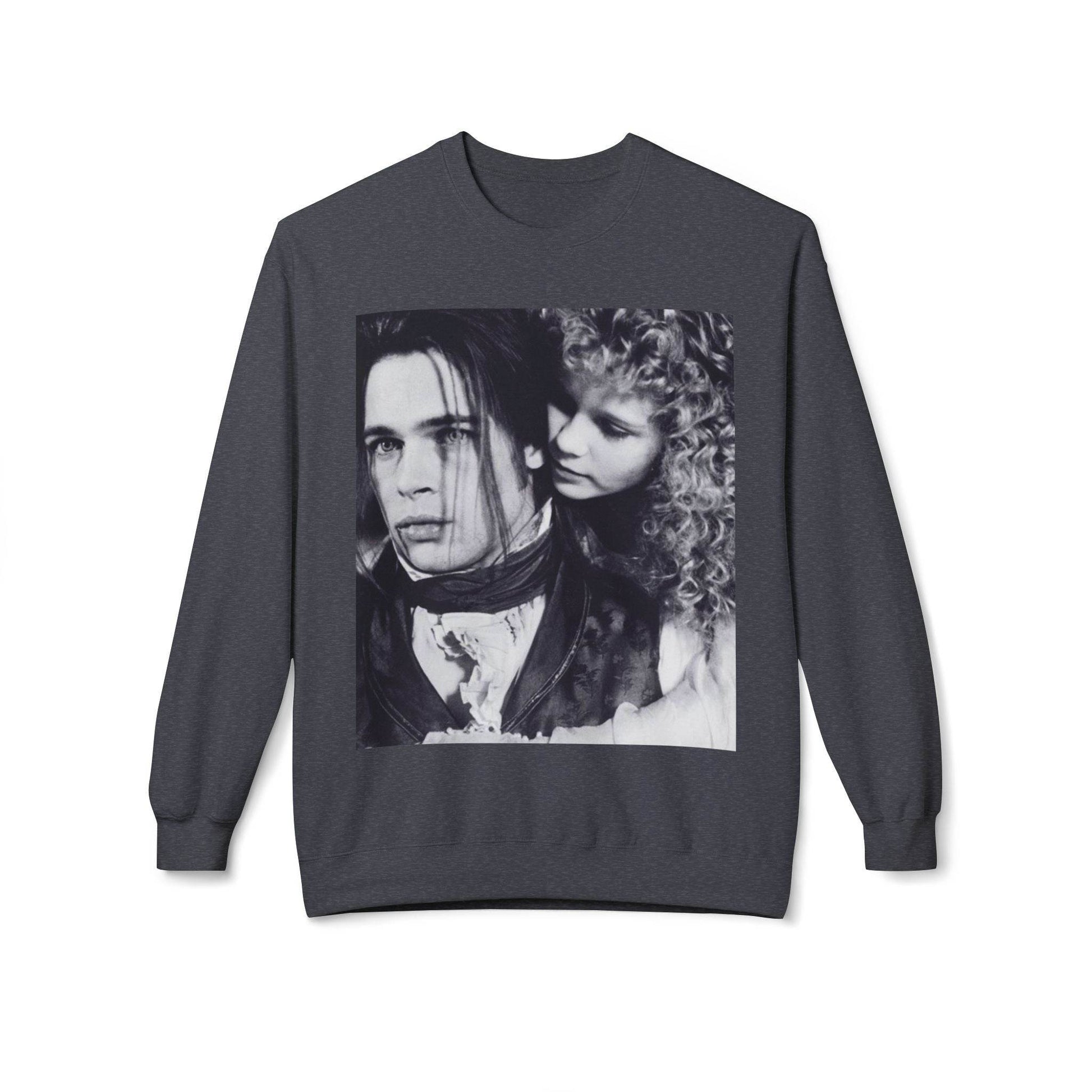 Vampire Romance Fleece Crewneck Sweatshirt, Cozy Sweatshirt, Gothic Fashion, Unisex Gift, Movie Lover Apparel, Halloween Outfit - IntuitiveEncBoutique