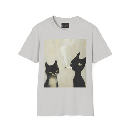 Cool Cat Art Unisex Softstyle T-Shirt, Vintage Cat Illustration, Perfect Gift for Cat Lovers, Casual Streetwear, Unique Pet Tee