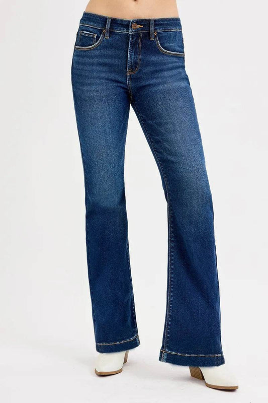 RISEN Full SIze Tummy Control Mid Rise Flare Jeans Plus SIze - IntuitiveEncBoutique