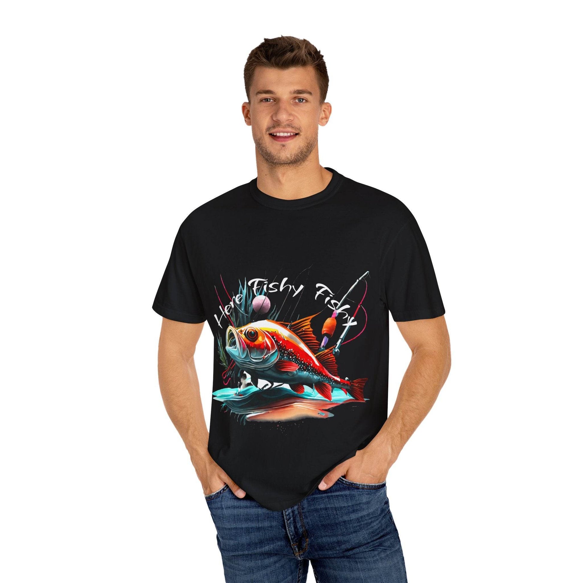 Fishing Themed Unisex Garment-Dyed T-shirt - IntuitiveEncBoutique
