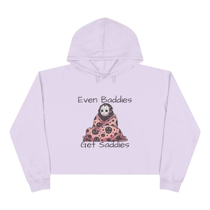 Even Baddies Get Saddies Crop Hoodie, Cute Graphic Sweatshirt, Trendy Apparel for Baddies, Perfect Gift for Friends, Cozy Fashion Piece - IntuitiveEncBoutique