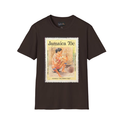 Vintage Jamaica Stamp Tee, Softstyle T-Shirt, Unisex Graphic Tee, Bohemian Style Shirt, Travel Lovers Apparel, Cool Gift Idea