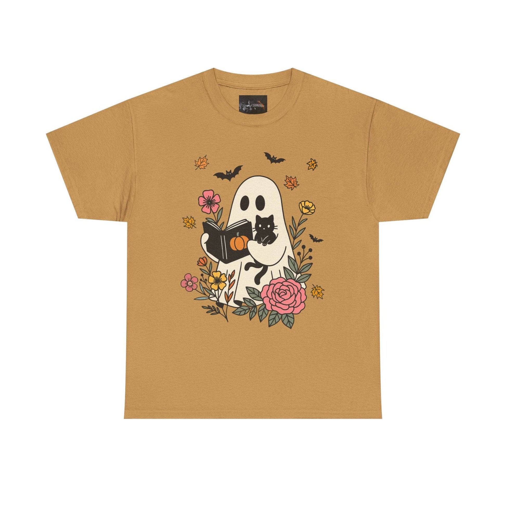 Cute Ghost & Cat Unisex Heavy Cotton Tee - IntuitiveEncBoutique