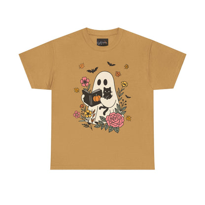 Cute Ghost & Cat Unisex Heavy Cotton Tee - IntuitiveEncBoutique