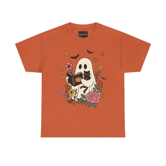 Cute Ghost & Cat Unisex Heavy Cotton Tee - IntuitiveEncBoutique