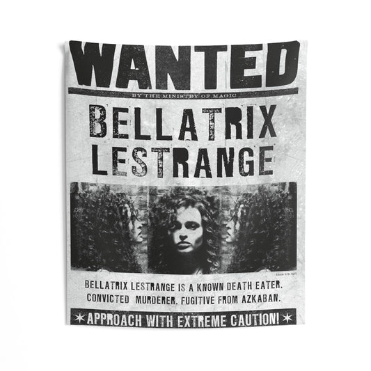 Bellatrix Wanted Indoor Wall Tapestries, Harry Potter Tapestry, Bedroom Decor, Dorm Room