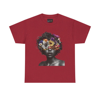 Floral Goddess Unisex Heavy Cotton Tee | Flower Graphic Tee, Boho Style, Casual Wear, Unique Gift, Art Tee