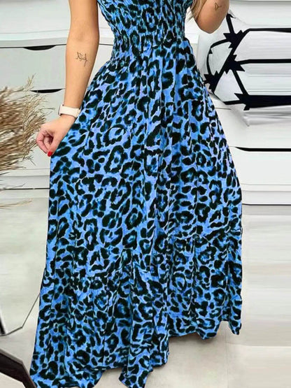 Full Size Leopard Print Spaghetti Strap Maxi Dress Plus Size - IntuitiveEncBoutique
