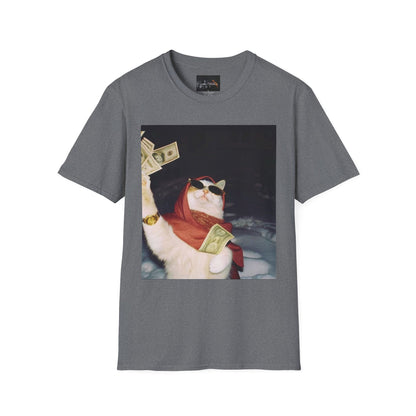 Cash Cat Unisex Softstyle T-Shirt, Funny Cat Shirt, Pet Lover Gift, Casual Wear, Birthday Gift, Unique Humor Tee