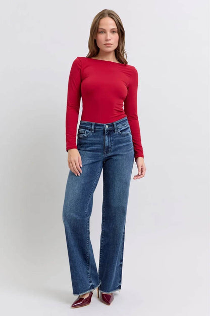 Judy Blue Full Size Raw Hem Mid Rise Jeans - IntuitiveEncBoutique