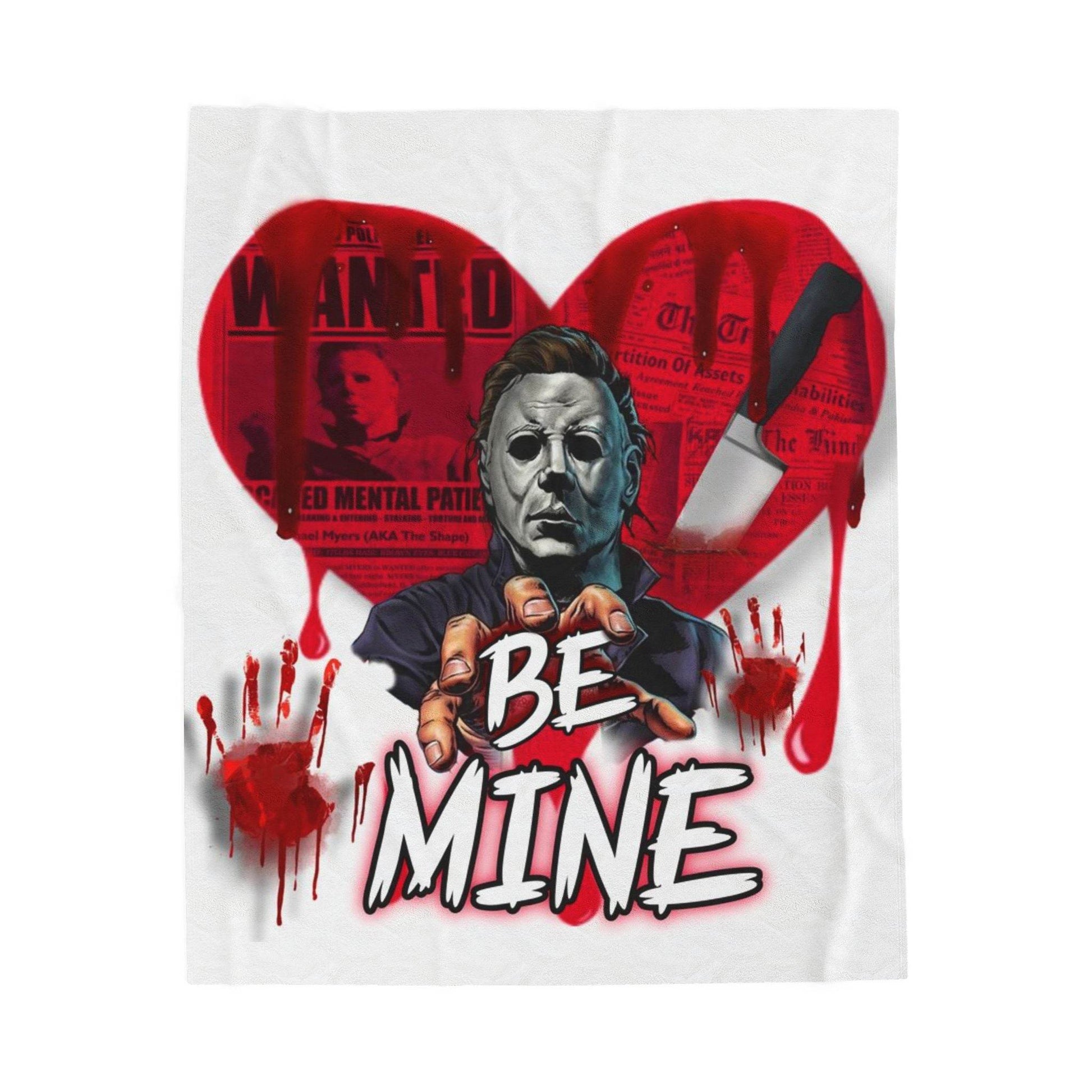 Spooky Love Velveteen Plush Blanket | Halloween Decor, Cozy Throw for Couples, Horror Movie Lover Gift, Valentine's Day Gift - IntuitiveEncBoutique