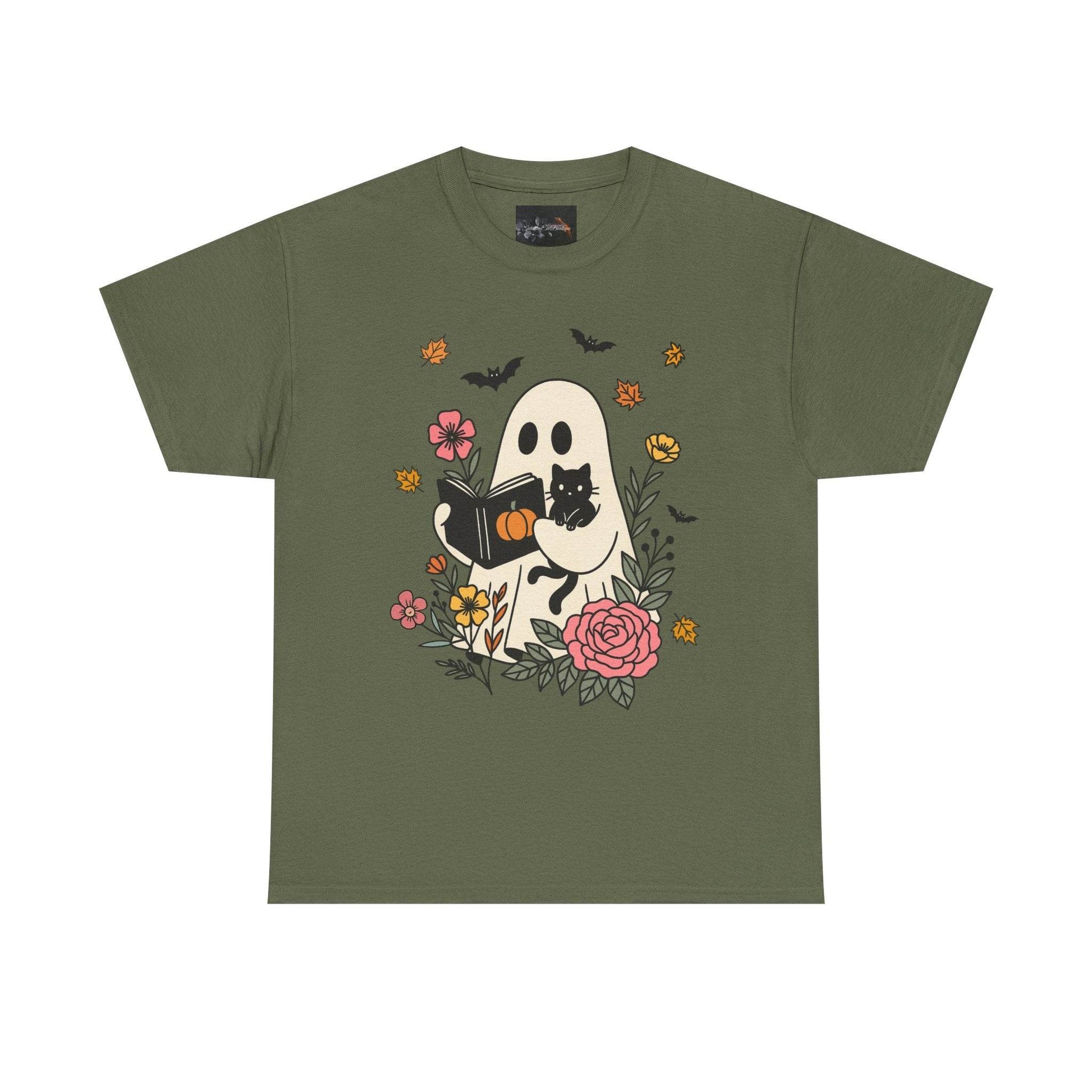 Cute Ghost & Cat Unisex Heavy Cotton Tee - IntuitiveEncBoutique