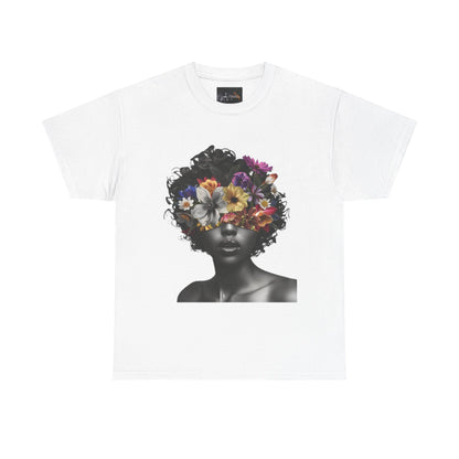 Floral Goddess Unisex Heavy Cotton Tee | Flower Graphic Tee, Boho Style, Casual Wear, Unique Gift, Art Tee