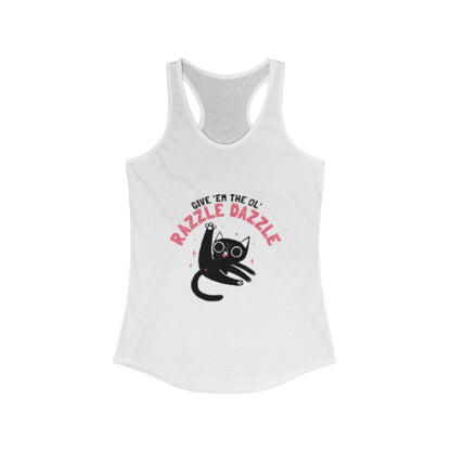 Razzle Dazzle Cat Tank Top, Cute Women's Summer Tank, Funny Cat Lover Gift, Yoga Shirt, Pet Owner T-Shirt, Fun Workout Apparel