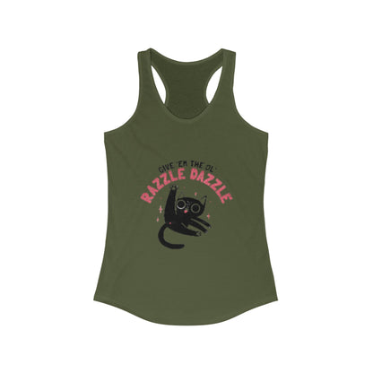 Razzle Dazzle Cat Tank Top, Cute Women's Summer Tank, Funny Cat Lover Gift, Yoga Shirt, Pet Owner T-Shirt, Fun Workout Apparel