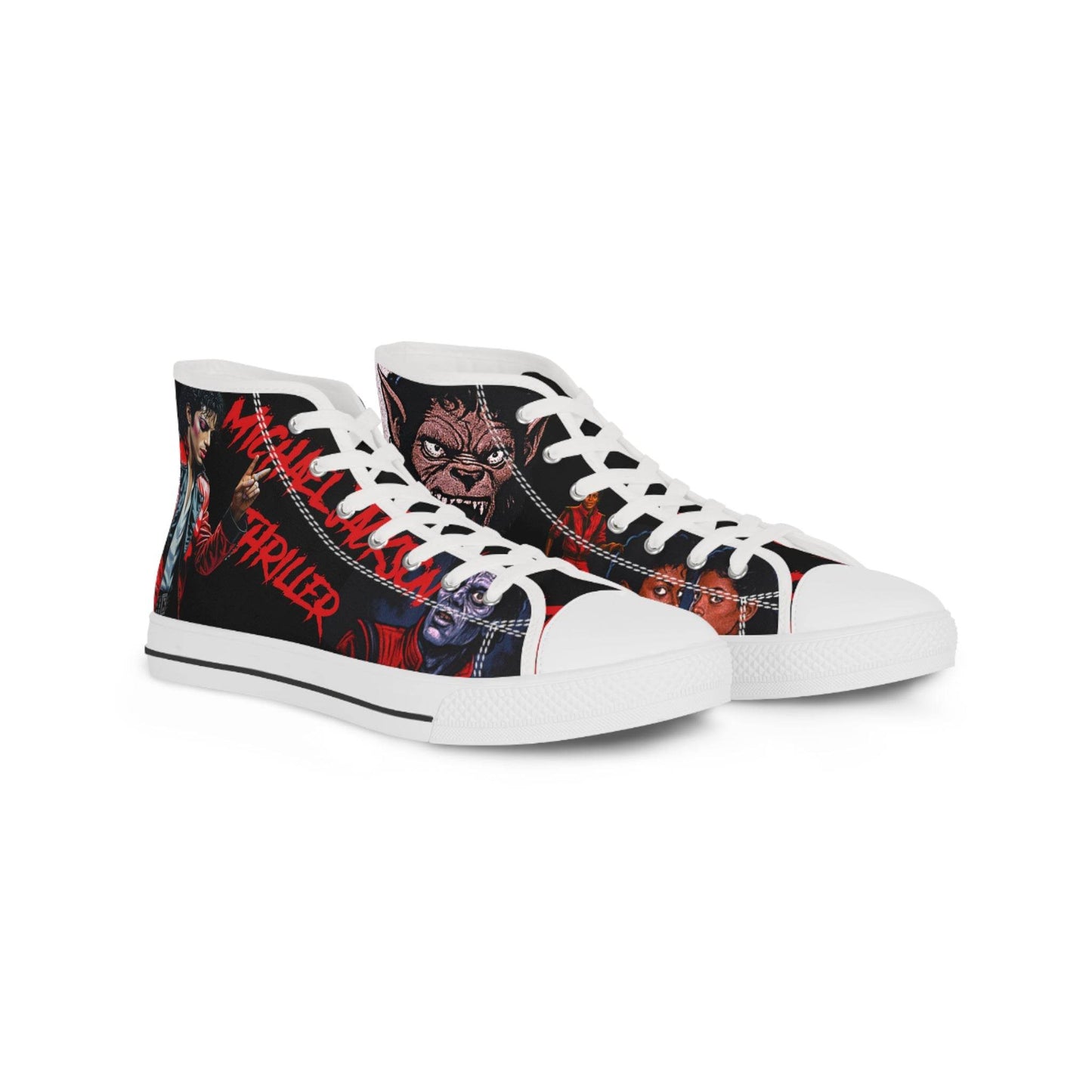 Thriller Inspired High Top Sneakers, Retro Sneakers, Horror Movie Shoes, Custom High Tops, Statement Footwear, Halloween Fashion, Gift [...] - IntuitiveEncBoutique