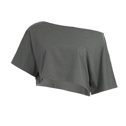 INS Street Style Lazy Off-Shoulder Loose Simple Casual Long Sleeve Sweatshirt Spicy Girl Crop Top Slimming Top - IntuitiveEncBoutique