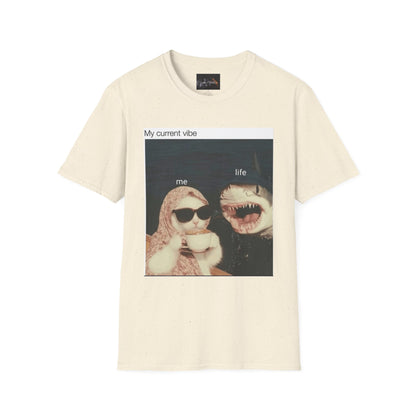 My Current Vibe T-Shirt, Funny Cat Shark Tee for Casual Outings, Unique Gift for Cat Lovers, Summer Style, Chill Vibes
