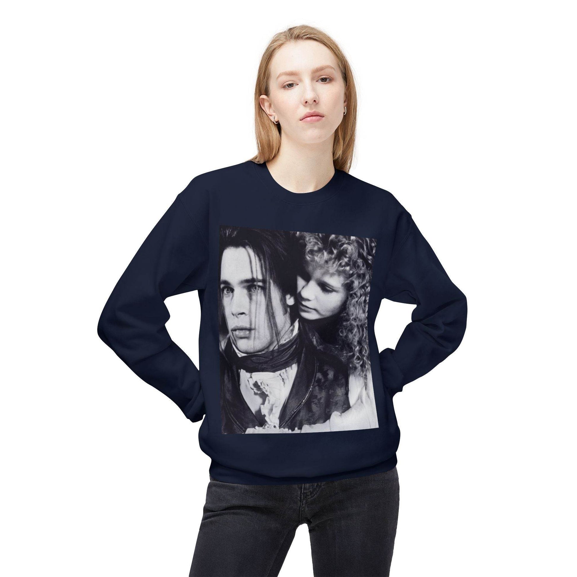 Vampire Romance Fleece Crewneck Sweatshirt, Cozy Sweatshirt, Gothic Fashion, Unisex Gift, Movie Lover Apparel, Halloween Outfit - IntuitiveEncBoutique