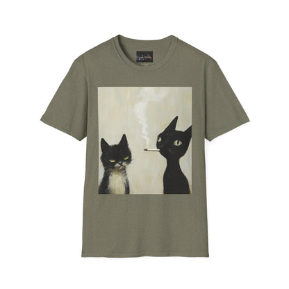 Cool Cat Art Unisex Softstyle T-Shirt, Vintage Cat Illustration, Perfect Gift for Cat Lovers, Casual Streetwear, Unique Pet Tee