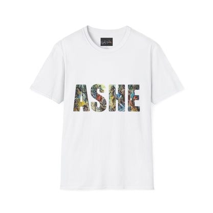 ASHE Graphic T-Shirt, Unisex Softstyle Tee, Vibrant Artistic Apparel, Gift for Nature Lovers, Casual Wear, Everyday Essentials