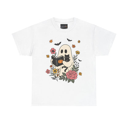 Cute Ghost & Cat Unisex Heavy Cotton Tee - IntuitiveEncBoutique