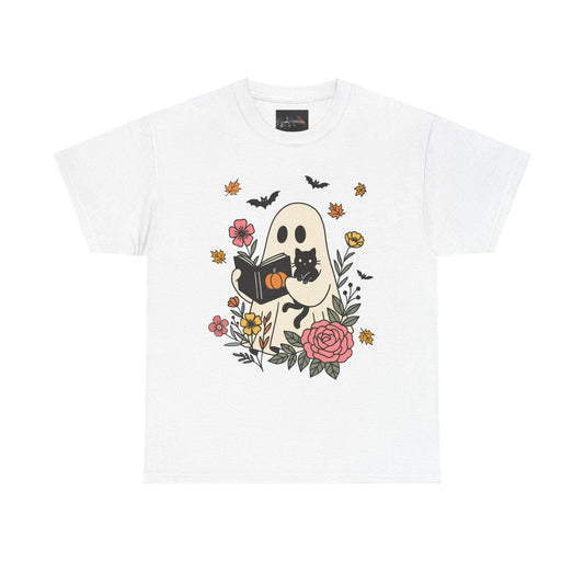 Cute Ghost & Cat Unisex Heavy Cotton Tee - IntuitiveEncBoutique