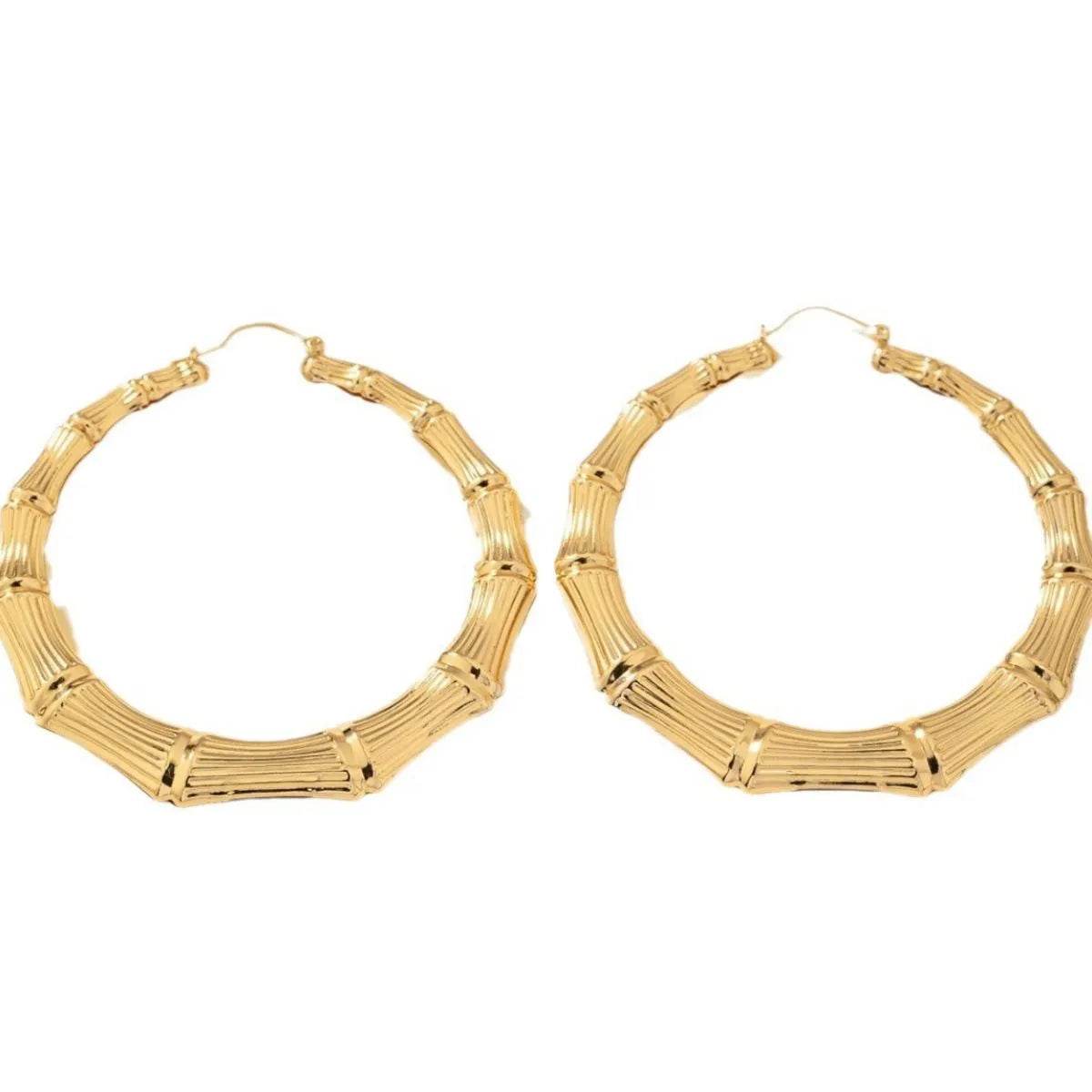 Stainless Steel Textured Hoop Earrings - IntuitiveEncBoutique