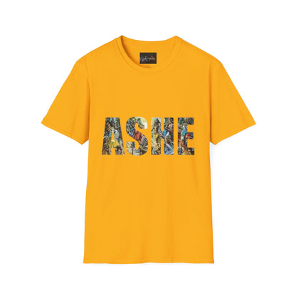 ASHE Graphic T-Shirt, Unisex Softstyle Tee, Vibrant Artistic Apparel, Gift for Nature Lovers, Casual Wear, Everyday Essentials