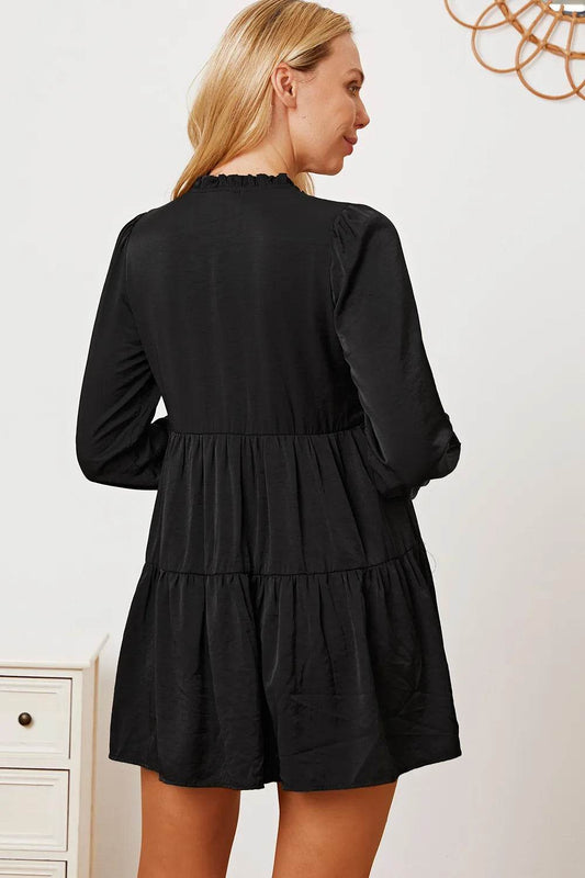 Ruffled Button Up Long Sleeve Tiered Shirt - IntuitiveEncBoutique